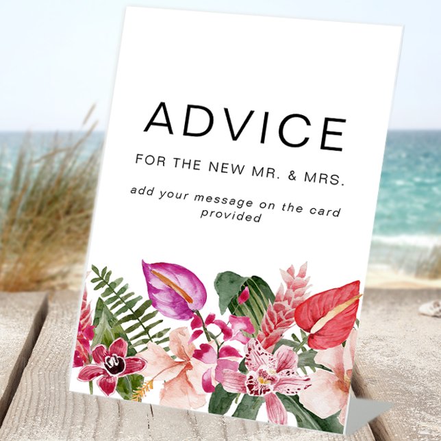Tropical Floral Advice Wedding Sign (Tropical Floral Advice Wedding Sign by Painted Paperie
)