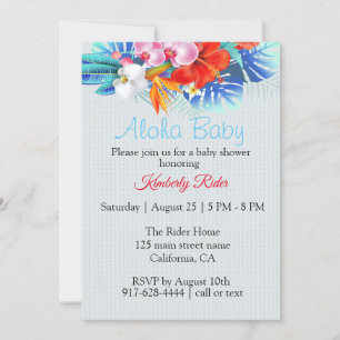 Tropical Floral Aloha Baby Shower Invitation