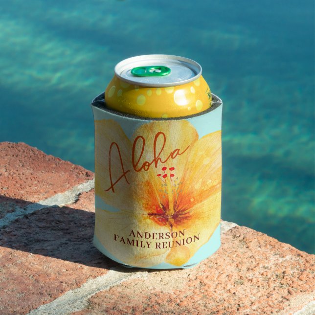 Tropical Floral Aloha Family Reunion  Can Cooler (In Situ Pool)