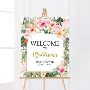 Tropical Floral Aloha Welcome Sign