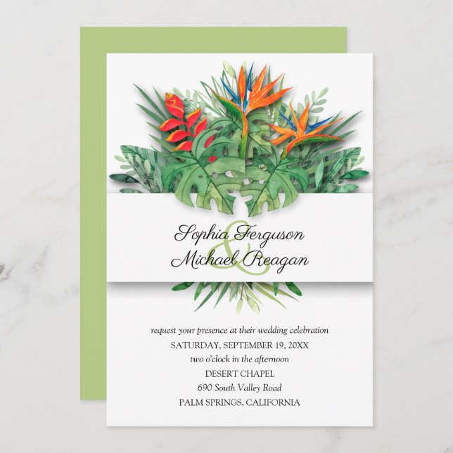 Tropical Floral and Foliage Botanical Wedding (Front/Back)