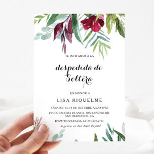 Tropical Floral and Greenery Spanish Bridal Shower Invitation