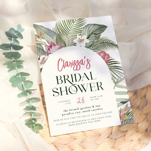 Tropical Floral Arch Modern Summer Bridal Shower Invitation