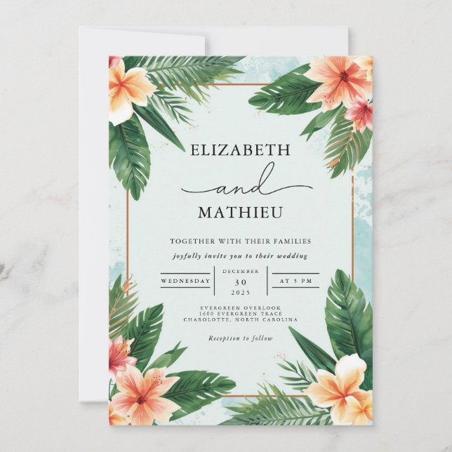 Tropical Floral Arch Wedding Invitation (Front)