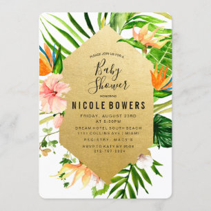 Tropical Floral Baby Shower Invitation