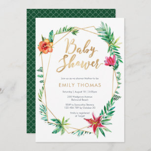 Tropical floral Baby Shower Invitation - neutral