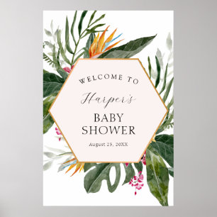Tropical Floral Baby Shower Welcome Poster