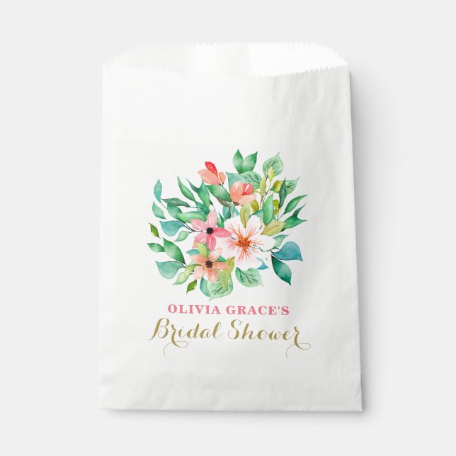 Tropical floral beach bridal shower favour bag (Front)