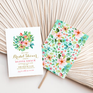 Tropical floral beach bridal shower Invitation