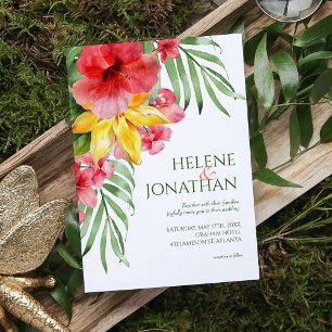 Tropical Floral Beach Colourful Destination Weddin Invitation