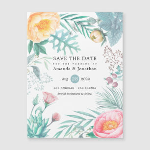 Tropical Floral Beach Summer Wedding Save the Date