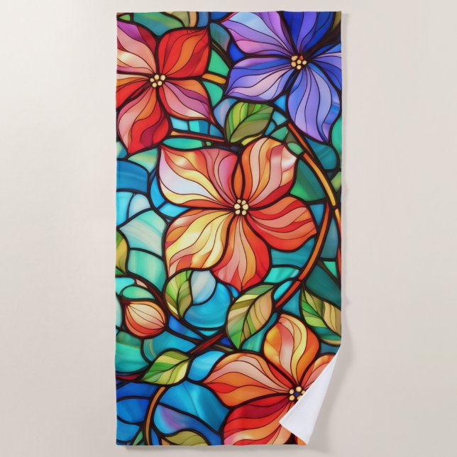 Tropical floral beach towel (Front)