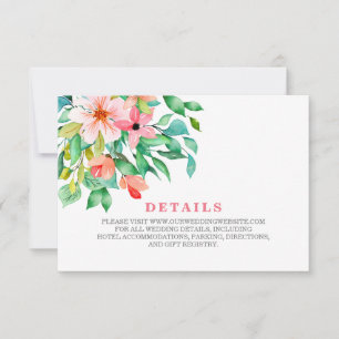 Tropical floral beach wedding Details RSVP Card