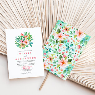 Tropical floral beach wedding Invitation