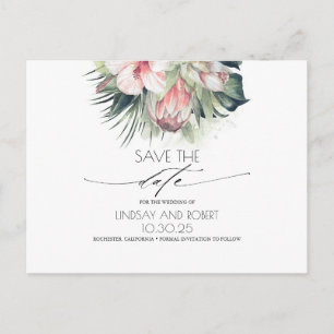 Tropical Floral Beach Wedding Save the Date Announcement Postcard