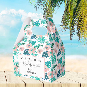 Tropical Floral Beach Will You Be My Bridesmaid Favour Box