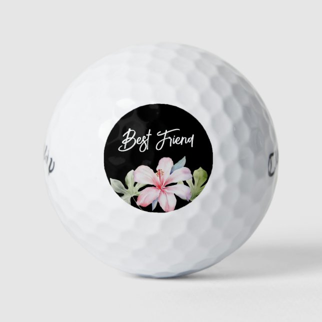 Tropical Floral Best Friend Golf Balls (Front)