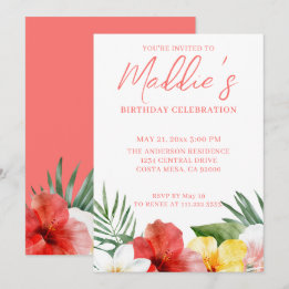 Tropical Floral Birthday Invitation