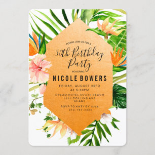 Tropical Floral Birthday Party Invitation