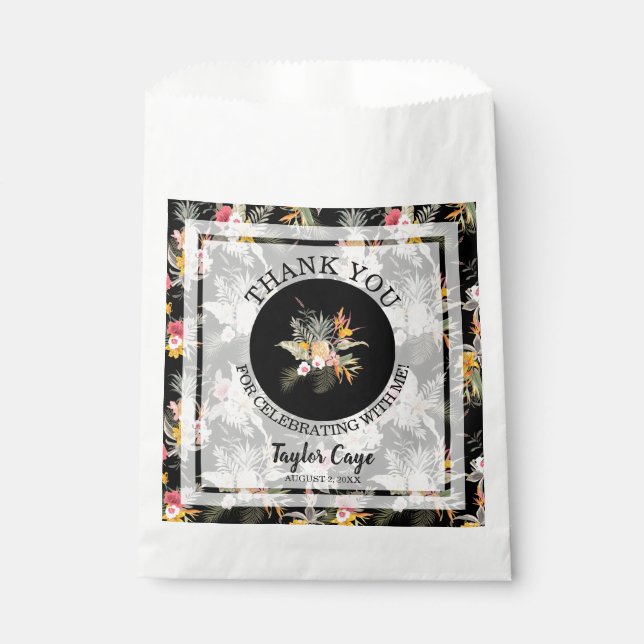 Tropical Floral Birthday Thank You Favour Bag (Front)