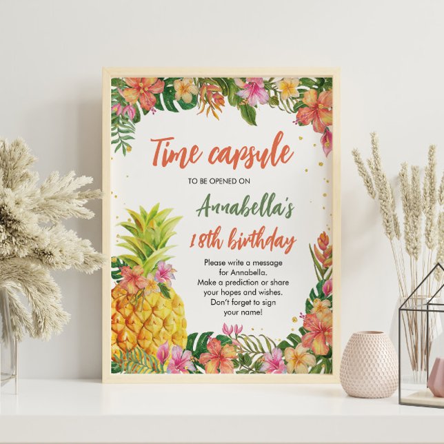 Tropical Floral Birthday Time Capsule sign (Creator Uploaded)