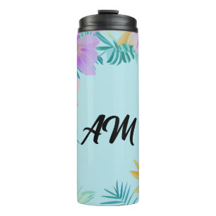 Tropical Floral Border Summer Aesthetic  Thermal Tumbler