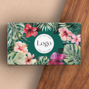 Tropical Floral Botanical Logo QR Code Business Card