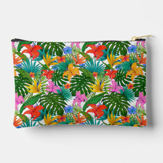 TROPICAL FLORAL BOTANICAL PATTERN ACCESSORY POUCH