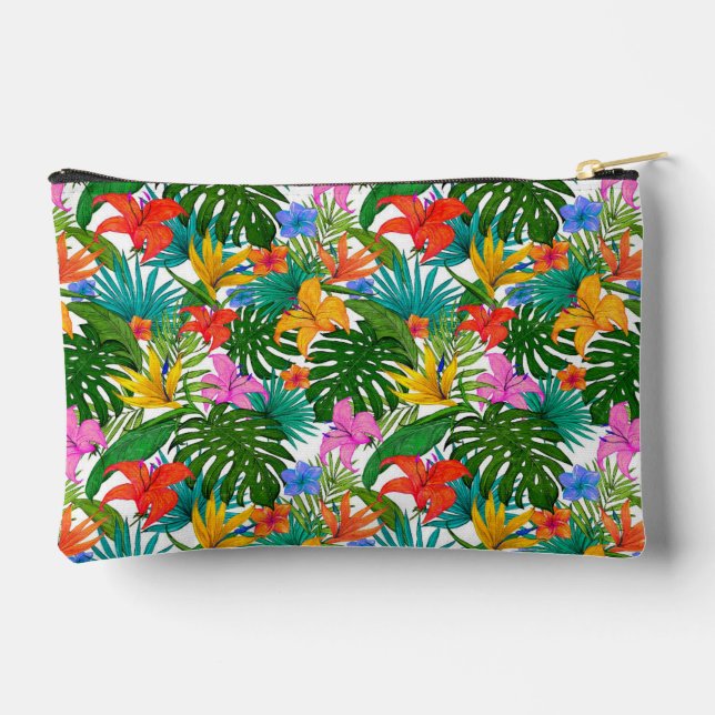 TROPICAL FLORAL BOTANICAL PATTERN  ACCESSORY POUCH (Back)