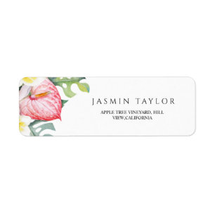 Tropical Floral Botanical Summer Wedding  Return Address Label