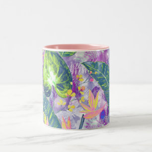 Tropical floral, Botanical Two-Tone Coffee Mug