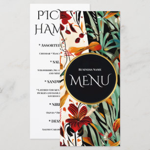 Tropical Floral Botanical Wedding Elegant Design Menu
