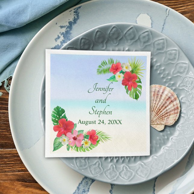 Tropical Floral Botanical Wedding Napkin (Creator Uploaded)