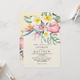  Tropical Floral Botanical Yellow Wedding Invitation
