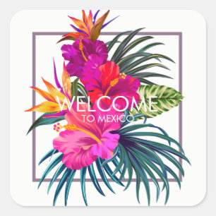 Tropical Floral Bouquet Welcome Sticker