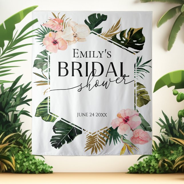 Tropical Floral Bridal Shower Backdrop Photo Prop Tapestry (Creator Uploaded)