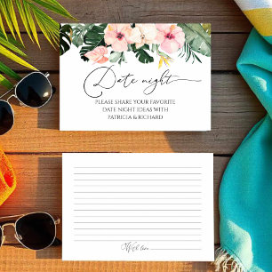 Tropical Floral Bridal Shower Date Night Jar Cards