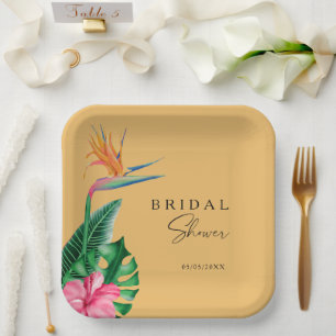 Tropical floral  bridal shower  paper plate