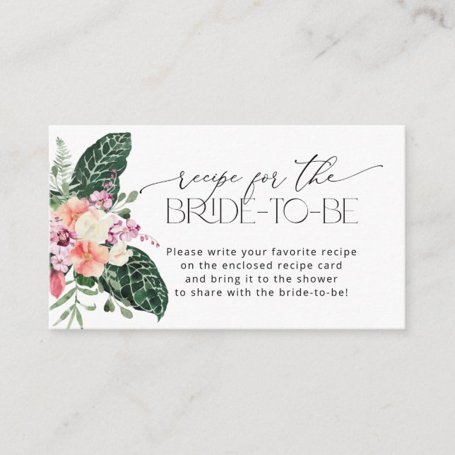 Tropical Floral Bridal Shower Recipe Card (Front)