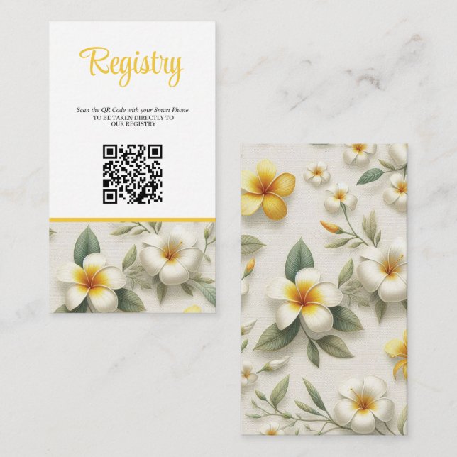 Tropical Floral Bridal Shower Registry QR Enclosure Card (Front/Back)