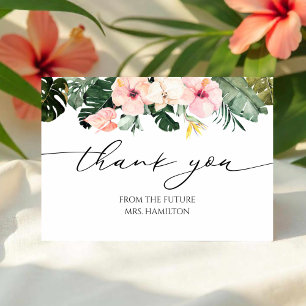 Tropical Floral Bridal Shower Thank You Cards