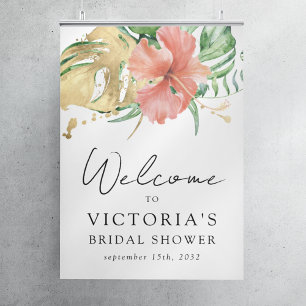 Tropical Floral Bridal Shower Welcome Sign