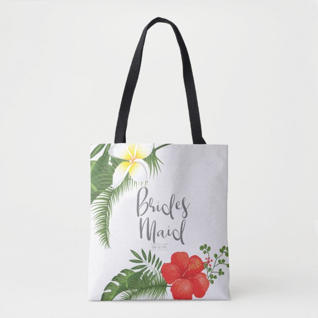 Tropical Floral Bridesmaid ID475 Tote Bag (Front)