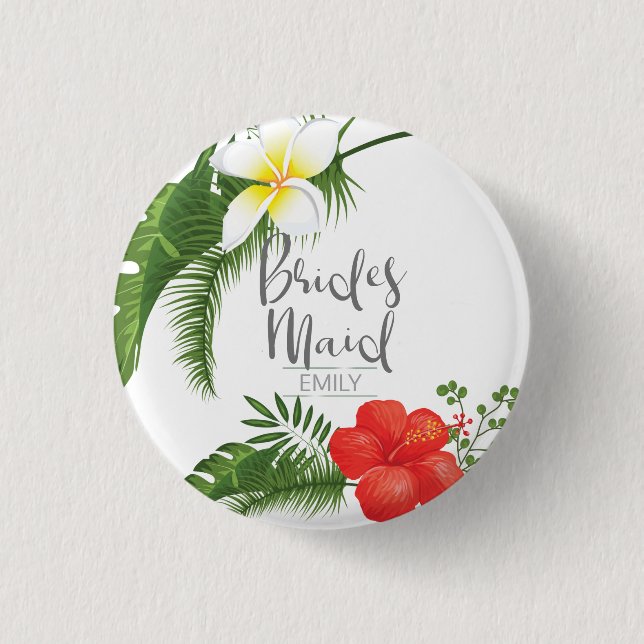 Tropical Floral Bridesmaids ID475 3 Cm Round Badge (Front)