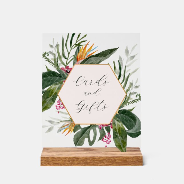Tropical Floral Cards and Gifts Sign (Front)