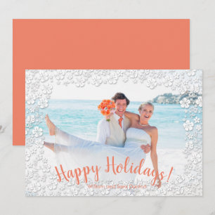 Tropical Floral Christmas Photo Holiday Card