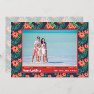 Tropical Floral Christmas Photo Holiday Card