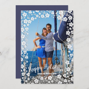 Tropical Floral Christmas Photo Holiday Card