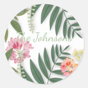 Tropical Floral Classic Round Sticker
