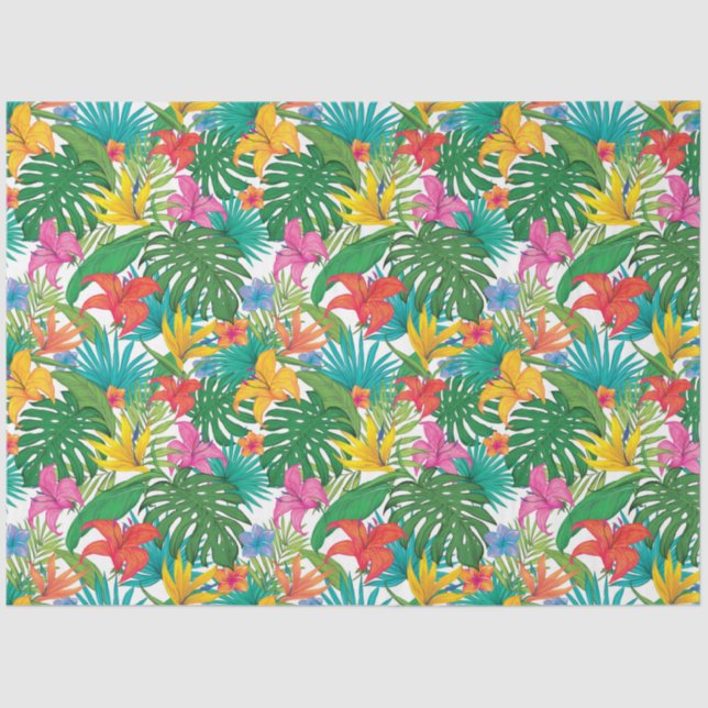 Tropical Floral Colourful Decoupage Tissue Paper (Front)